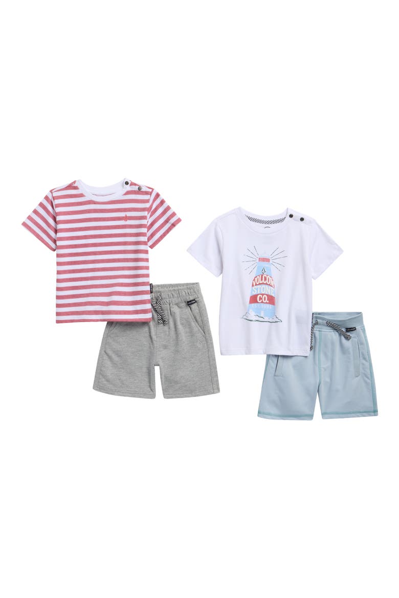 Shirt & Shorts Four-Piece Set, Main, color, CRYSTAL GRAY