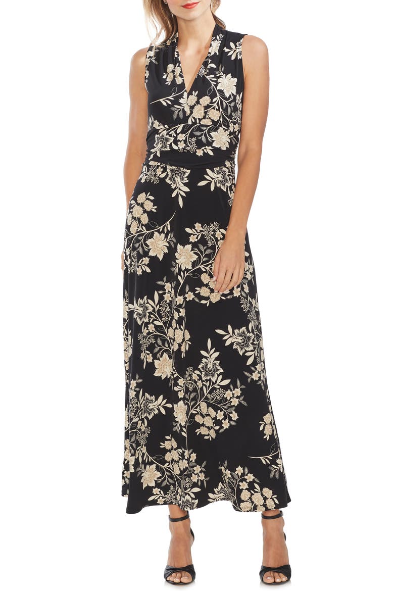 Floral Getaway Maxi Dress, Main, color, RICH BLACK