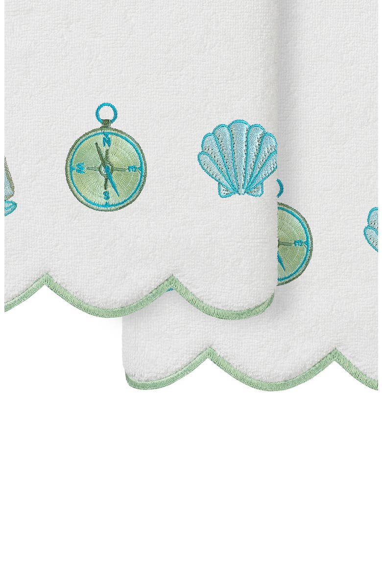 Sea Joy Scallop Pack of 2 Hand Towels, Alternate, color, WHITE/ GREEN