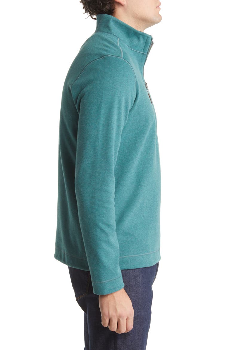 Reversible Cotton Blend Quarter Zip Pullover, Alternate, color, EMERALD/ BROWN