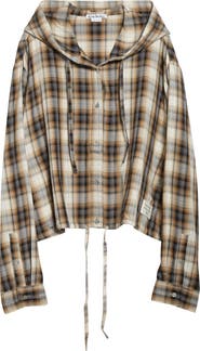 Acne Studios Sip Check Flannel Hooded Overshirt