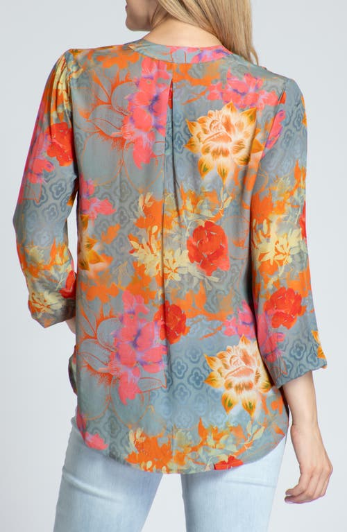 Apny Print Tassel Surplice Chiffon Top In Orange Multi