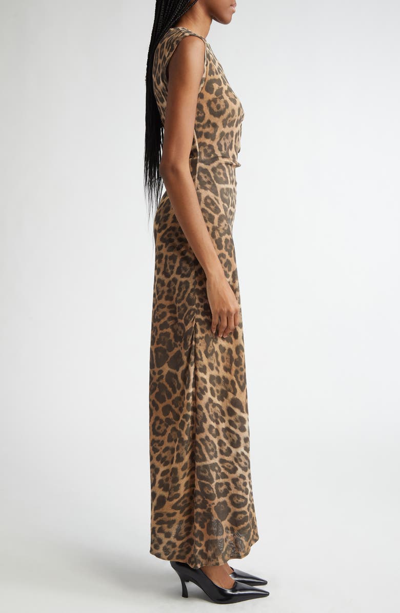 Stella McCartney Leopard Print Sleeveless Mesh Dress, Alternate, color, Multicolor Brown