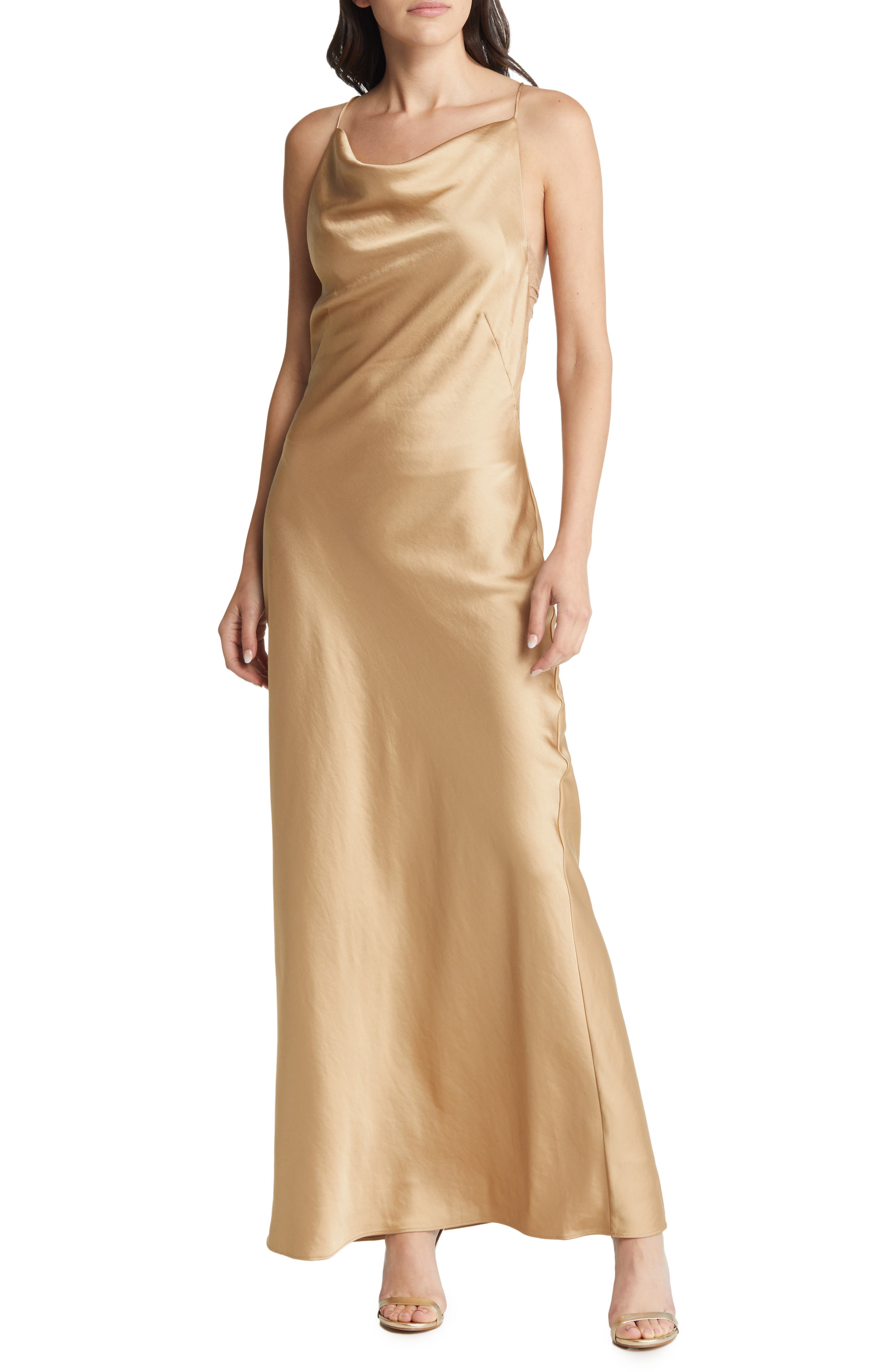 Significant Other Aila Cowl Neck Strappy Satin Gown
