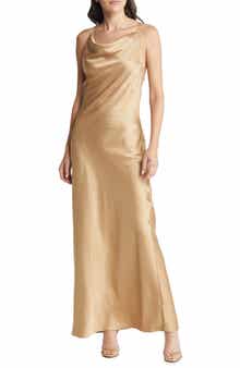 Significant Other Aila Cowl Neck Strappy Satin Gown