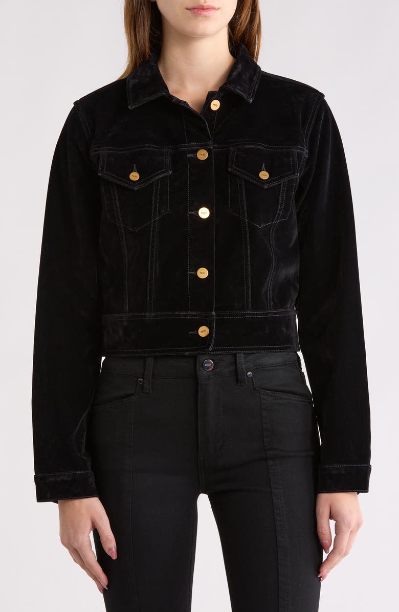 PAIGE Chantal Crop Jacket, Alternate, color, Onyx Rich Velvet