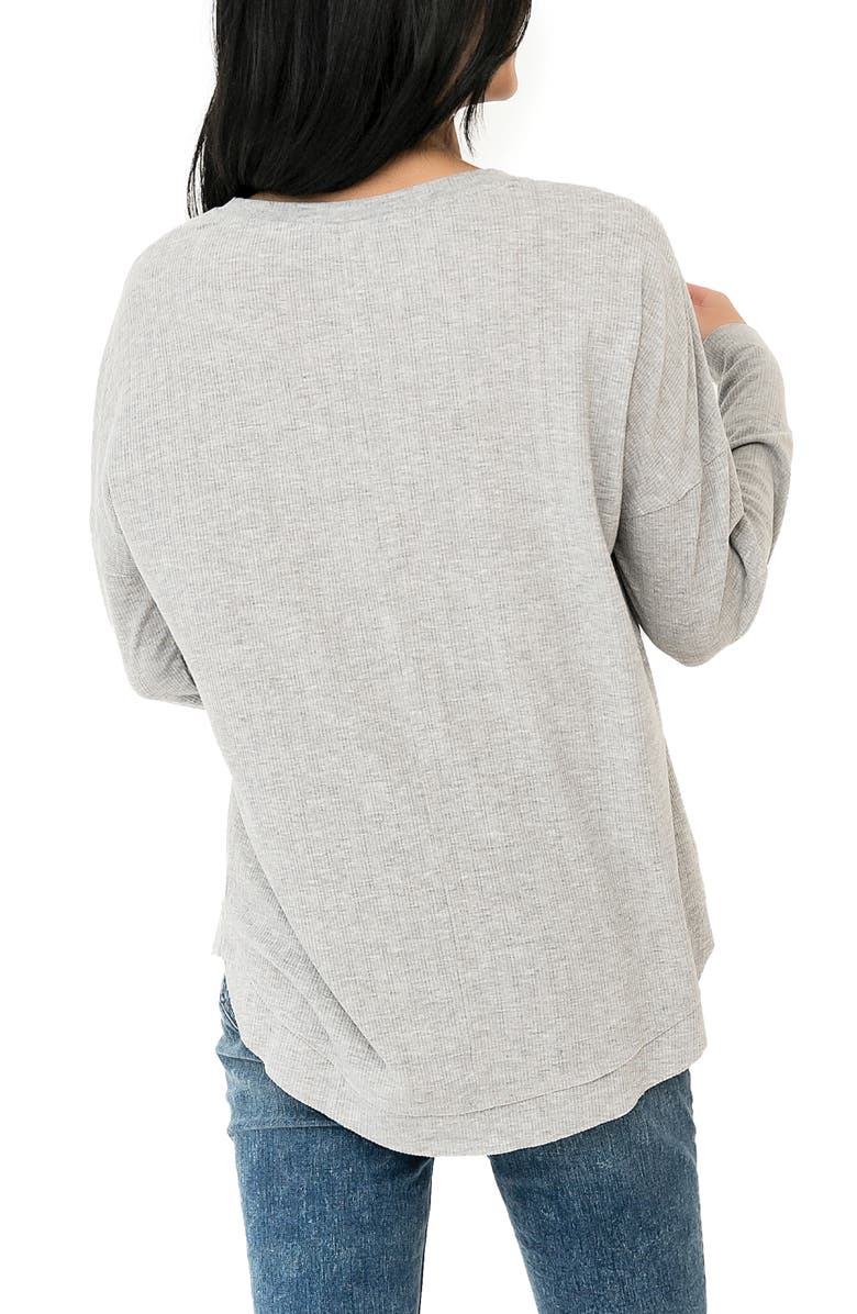 GIBSONLOOK Ruffle Trim Rib Henley, Alternate, color, 