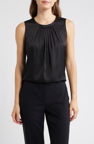 Anne Klein Pleated Jewel Neck Sleeveless Top
