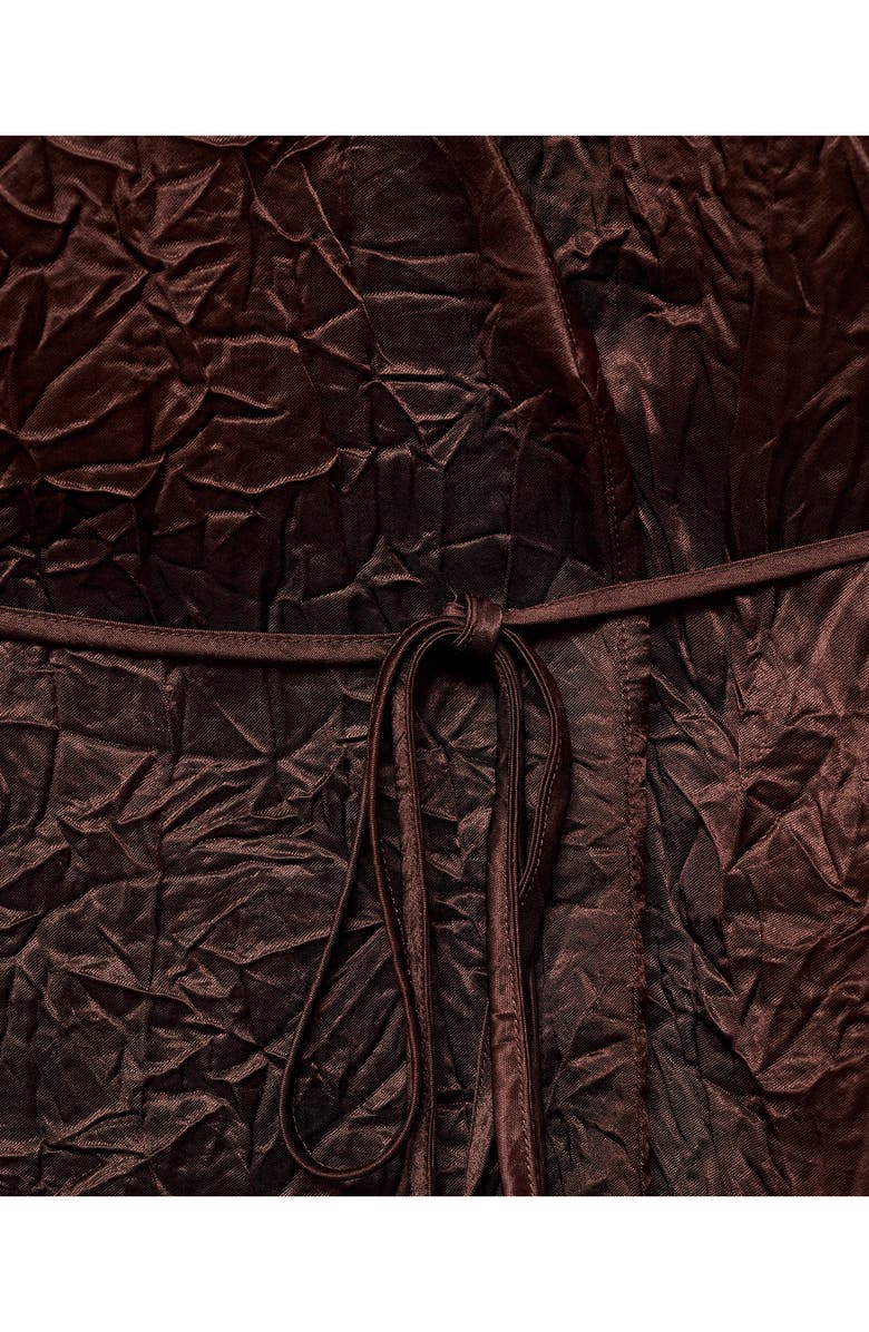 MANGO Double Breasted Crinkled Effect Wrap Jacket, Alternate, color, Chocolate