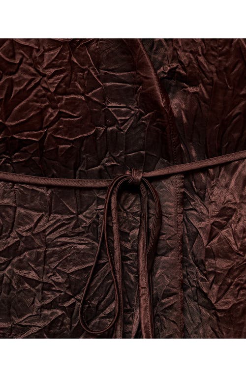 Mango Double Breasted Crinkled Effect Wrap Jacket In Brown