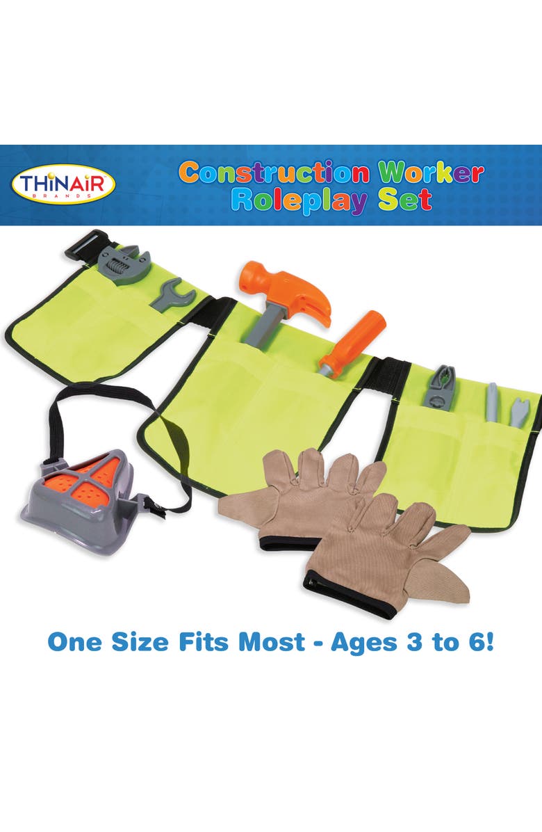 Playful Minds Construction Worker Set, 12 Piece Costume, Ages 3+, Alternate, color, 