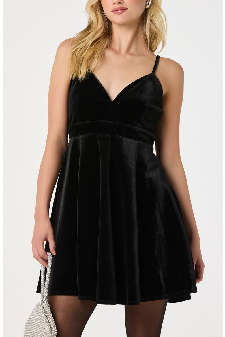 Velvet Skater Dress, Alternate, color, BLACK