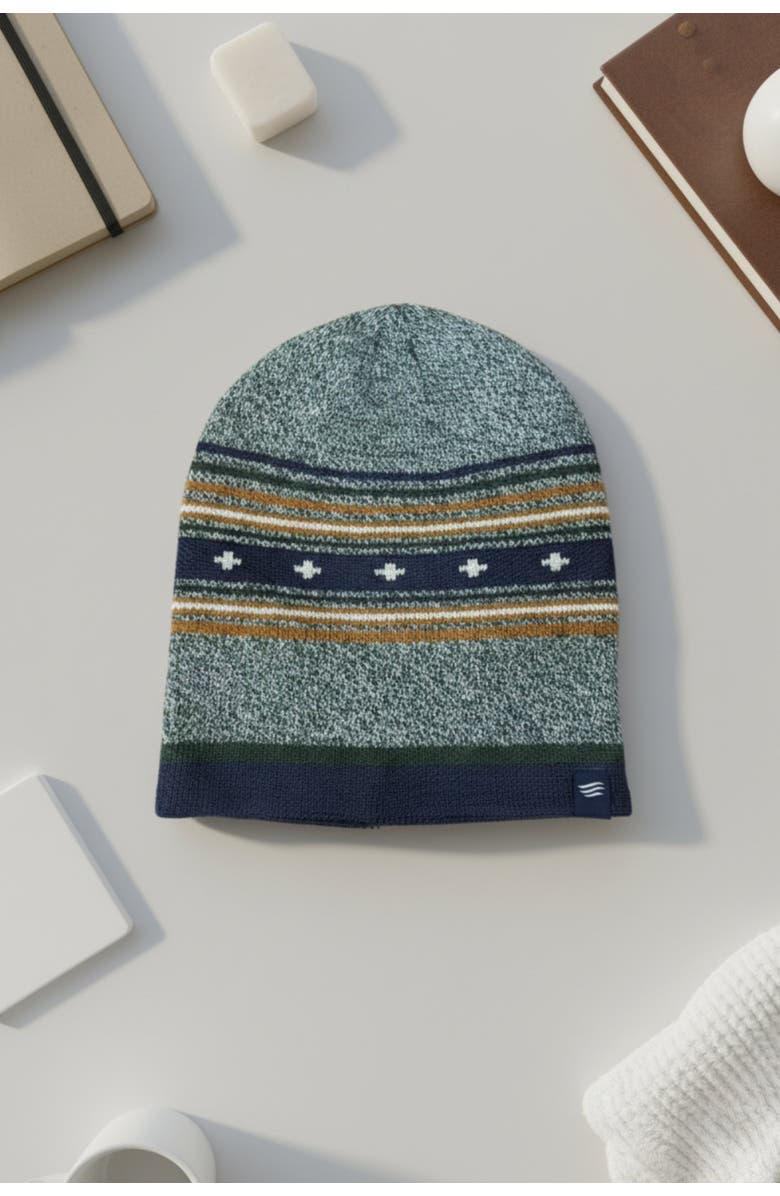 United By Blue The Merino Wool Slouchy Modern Fair Isle Beanie, Alternate, color, Teal