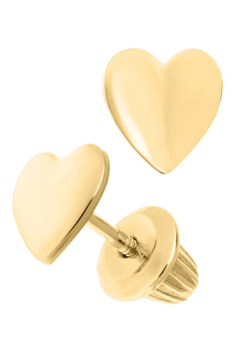 14k Gold Heart Earrings, Alternate, color, GOLD