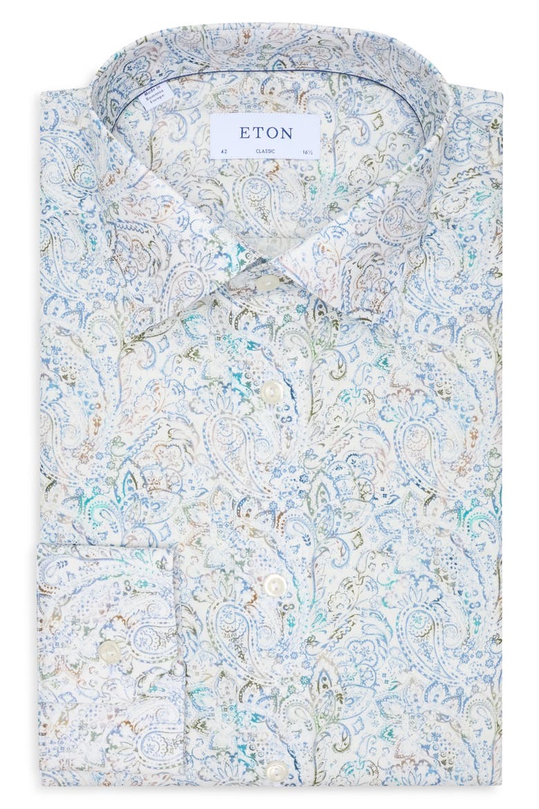 Classic Fit Paisley Cotton & Lyocell Dress Shirt, Main, color, GREEN
