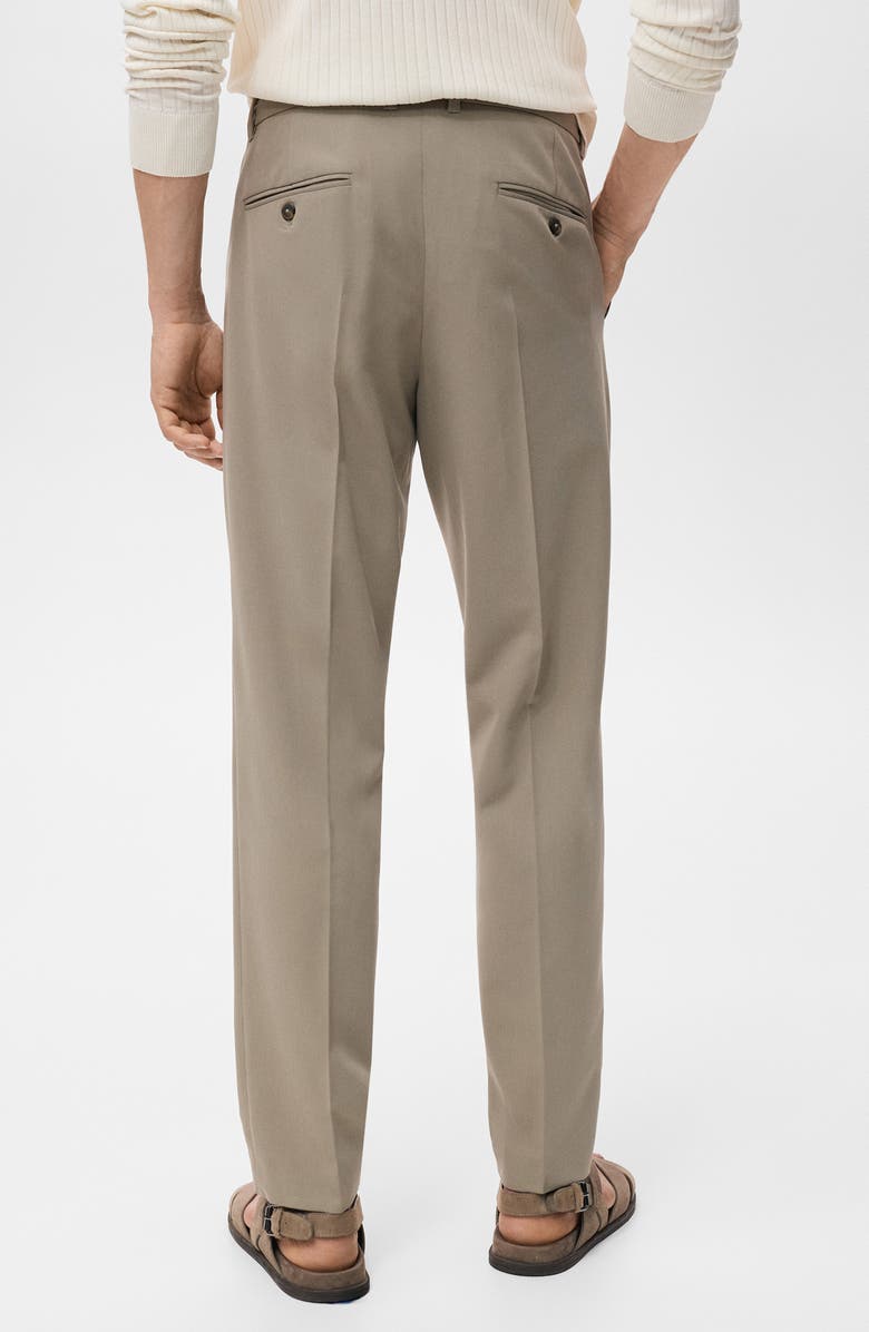 MANGO Pleated Slim Fit Dress Pants, Alternate, color, Khaki Green