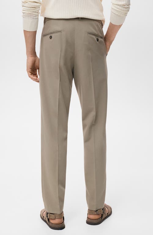 Mango Pleated Slim Fit Dress Pants In Brown