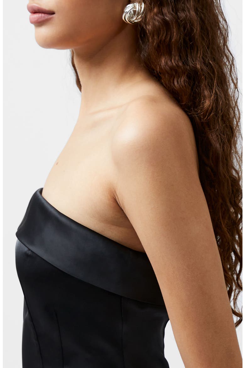 Satin Strapless Minidress, Alternate, color, BLACK
