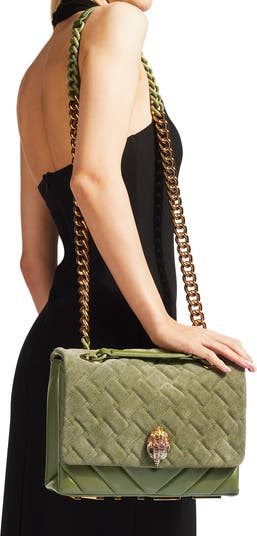 Large Kensington Quilted Suede & Leather Shoulder Bag