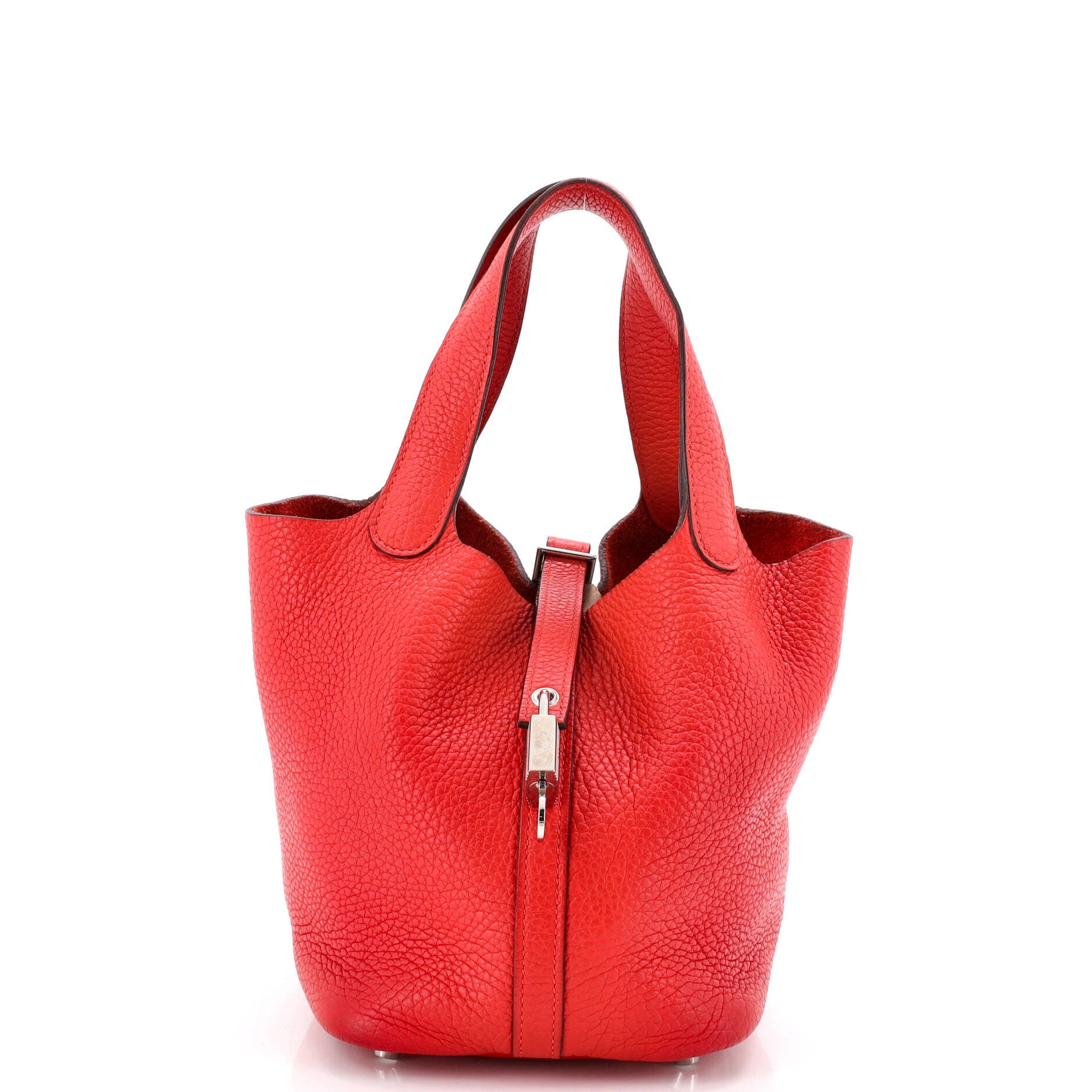 Pre-Owned Hermes Picotin Lock Bag Clemence PM, Main, color, Rouge Tomate