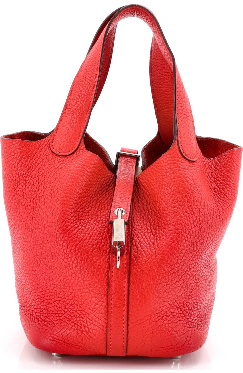 Pre-Owned Hermes Picotin Lock Bag Clemence PM, Main, color, Rouge Tomate