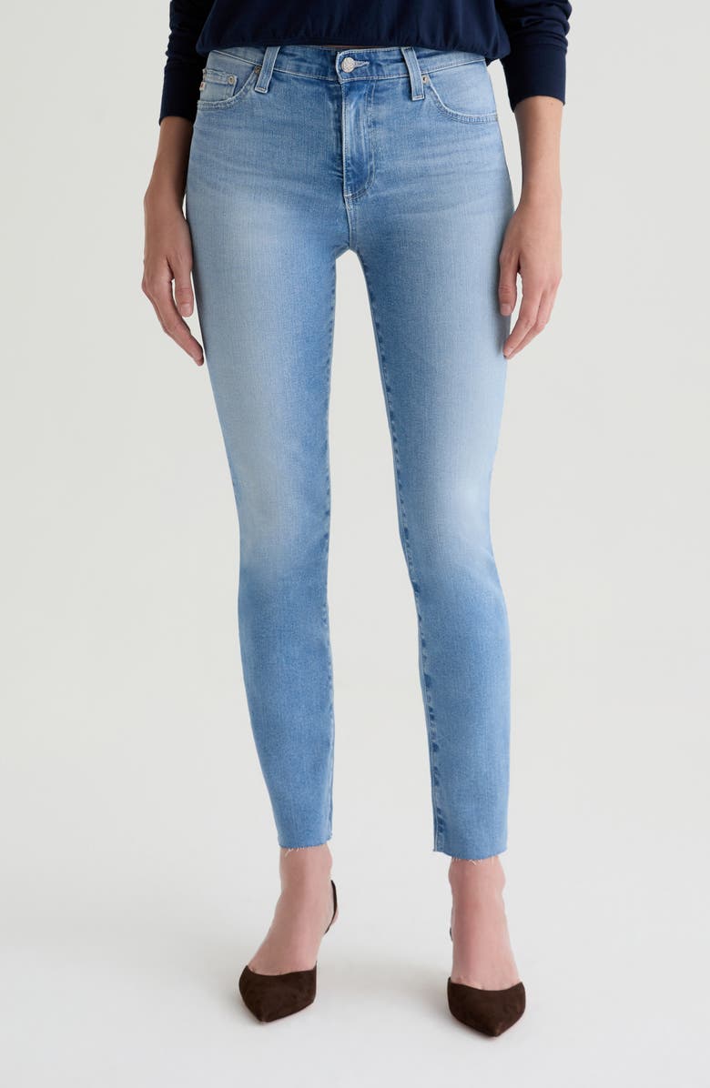 AG Mari High Waist Raw Hem Slim Straight Jeans, Main, color, 14 Years Fortuna