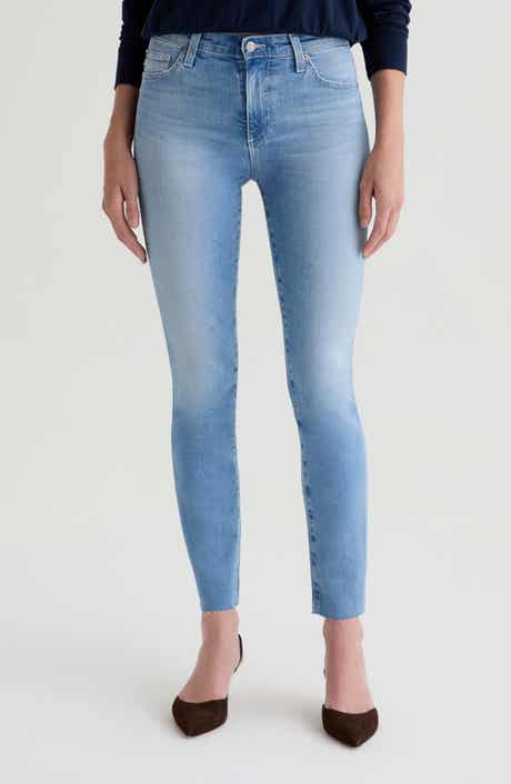 AG Mari High Waist Raw Hem Slim Straight Jeans