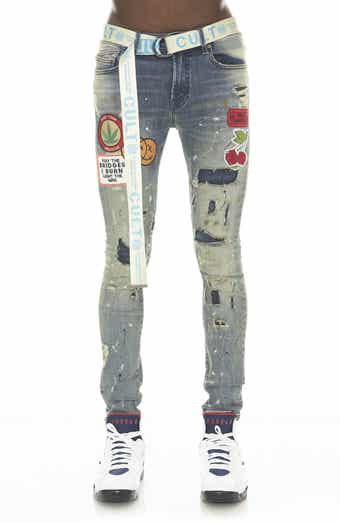 Punk Belted Distressed Super Skinny Jeans
