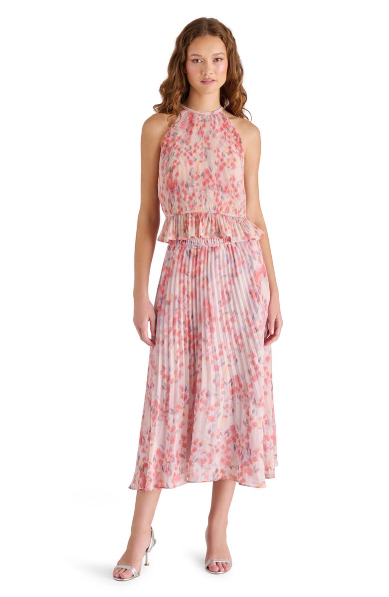 Steve Madden Raina Floral Pleated Midi Skirt, Alternate, color, 