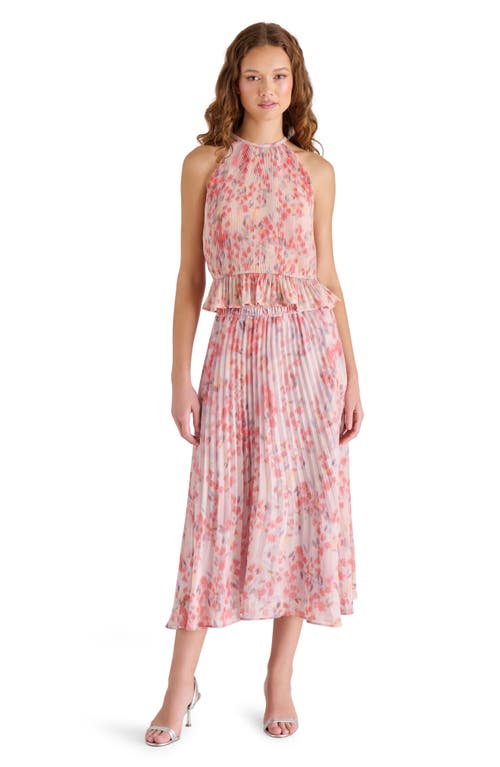 Steve Madden Raina Floral Pleated Midi Skirt In Dusty Lavender