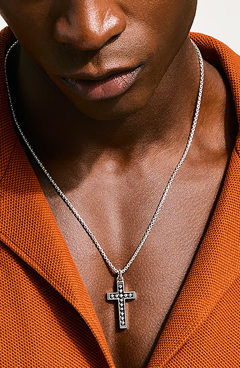 John Hardy Nailhead Cross Pendant Necklace, Alternate, color, Silver