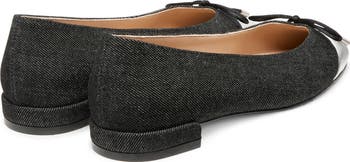 Sleek Cap Toe Bow Flat