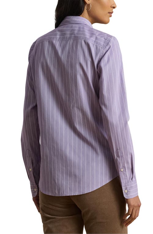 Ralph Lauren Lauren Relaxed Fit Plaid Cotton Button-up Shirt In Purple