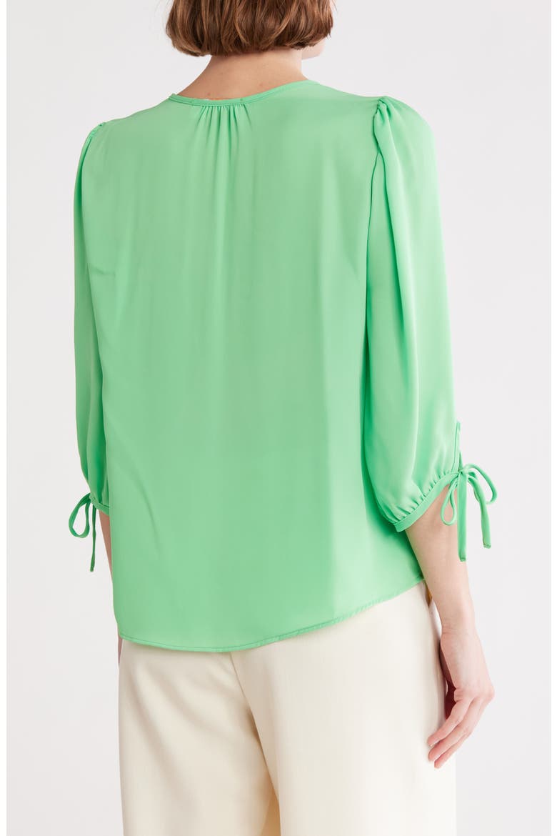 V-Neck Tie Sleeve Top, Alternate, color, TEA GREEN