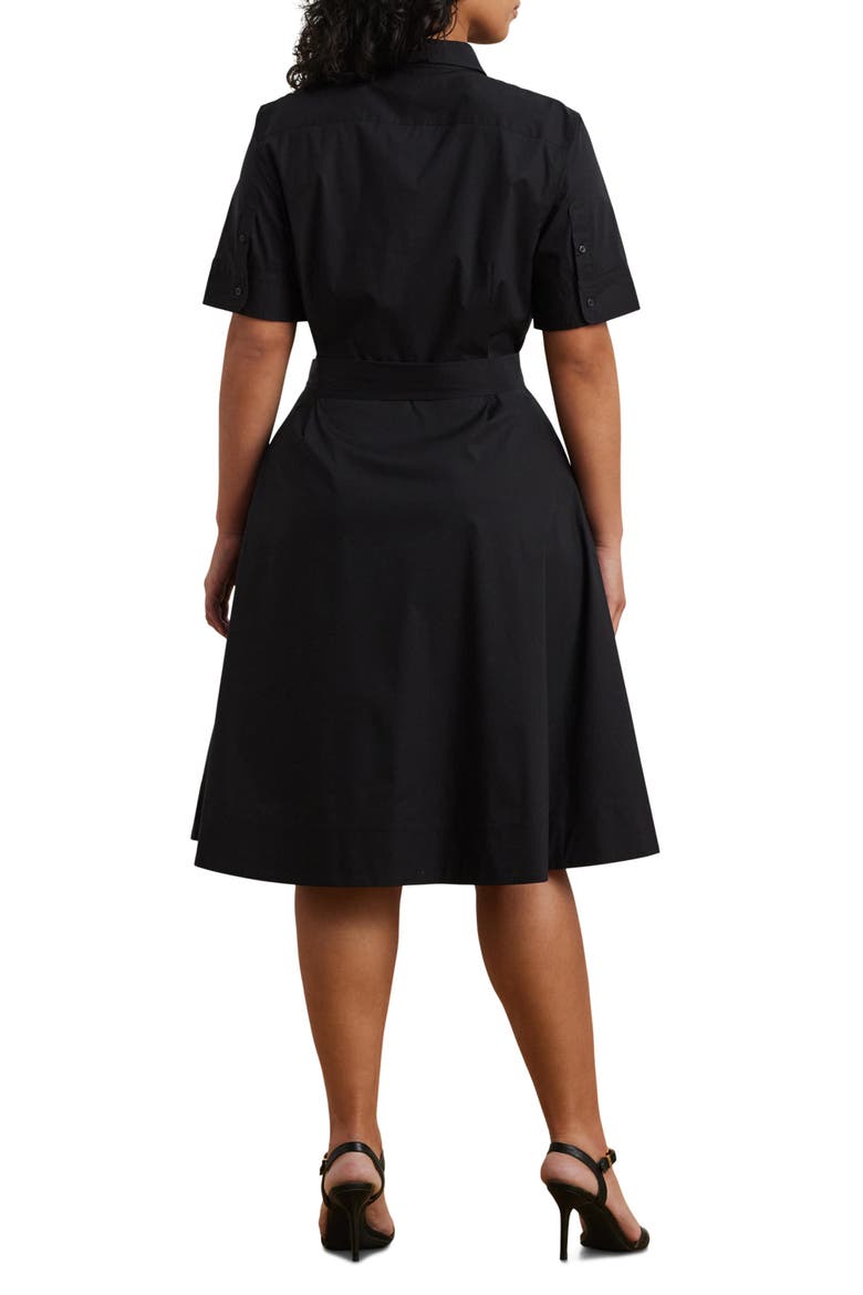 Belted Cotton Blend Shirtdress, Alternate, color, POLO BLACK