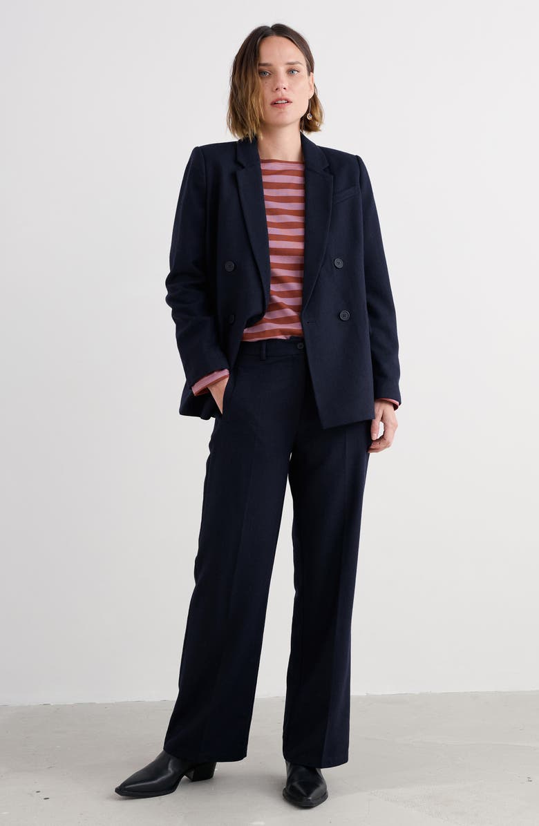 Seasalt Cornwall Lowena Straight Leg Recycled Wool Blend Pants, Alternate, color, Maritime