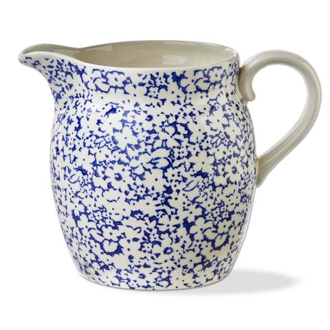 Lisbon Blue Ceramic Pitcher for Everyday Beverage Serving