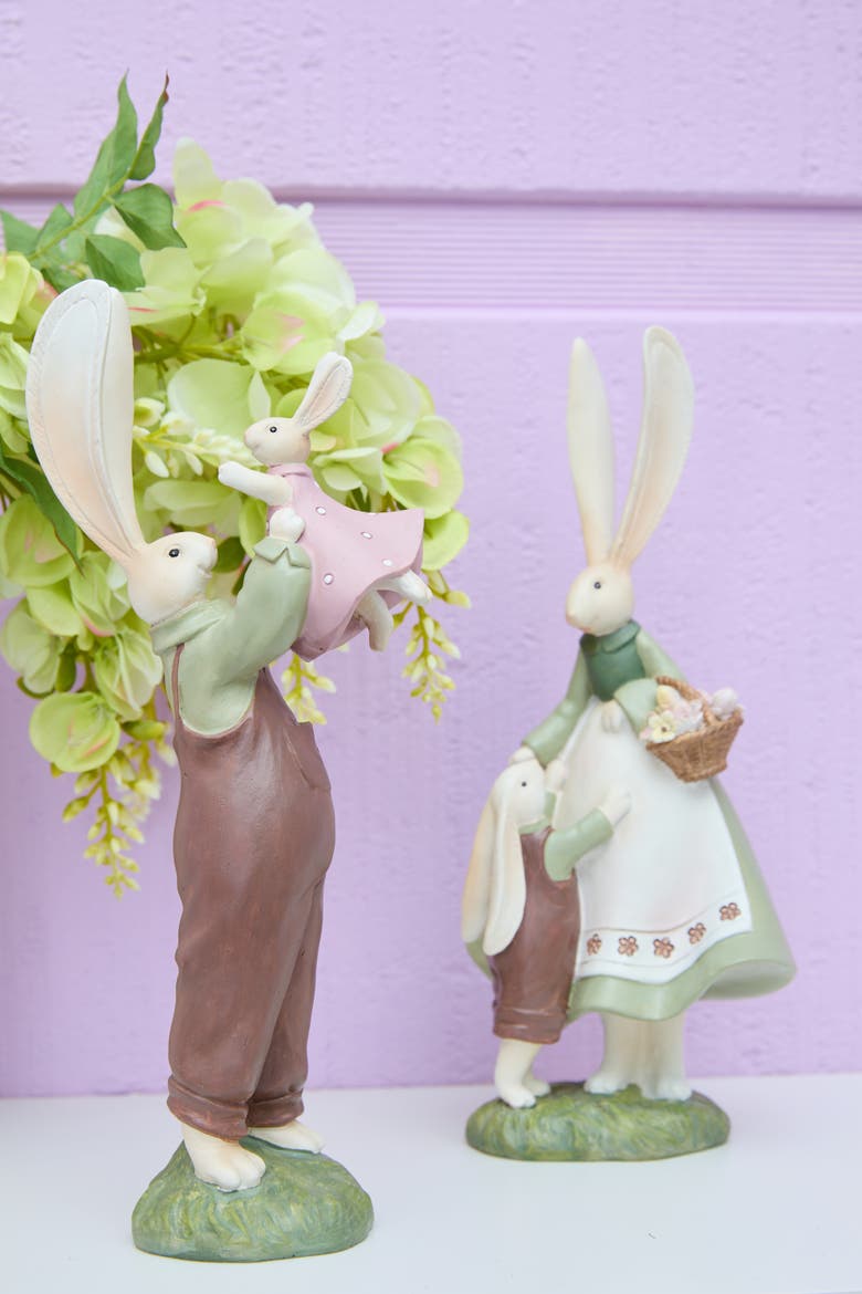 Mom And Dad With Family Bunny Figurine A/2, Alternate, color, Brown