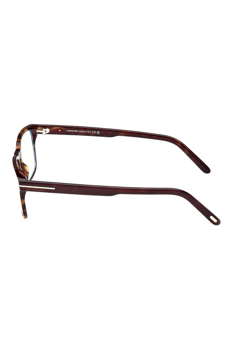 54mm Rectangular Blue Light Blocking Glasses, Alternate, color, HAVANA ECO / T LOGO