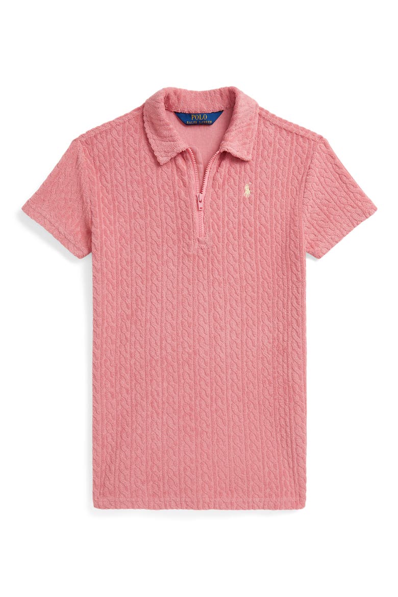 Kids' Cable French Terry Polo, Main, color, DESERT ROSE