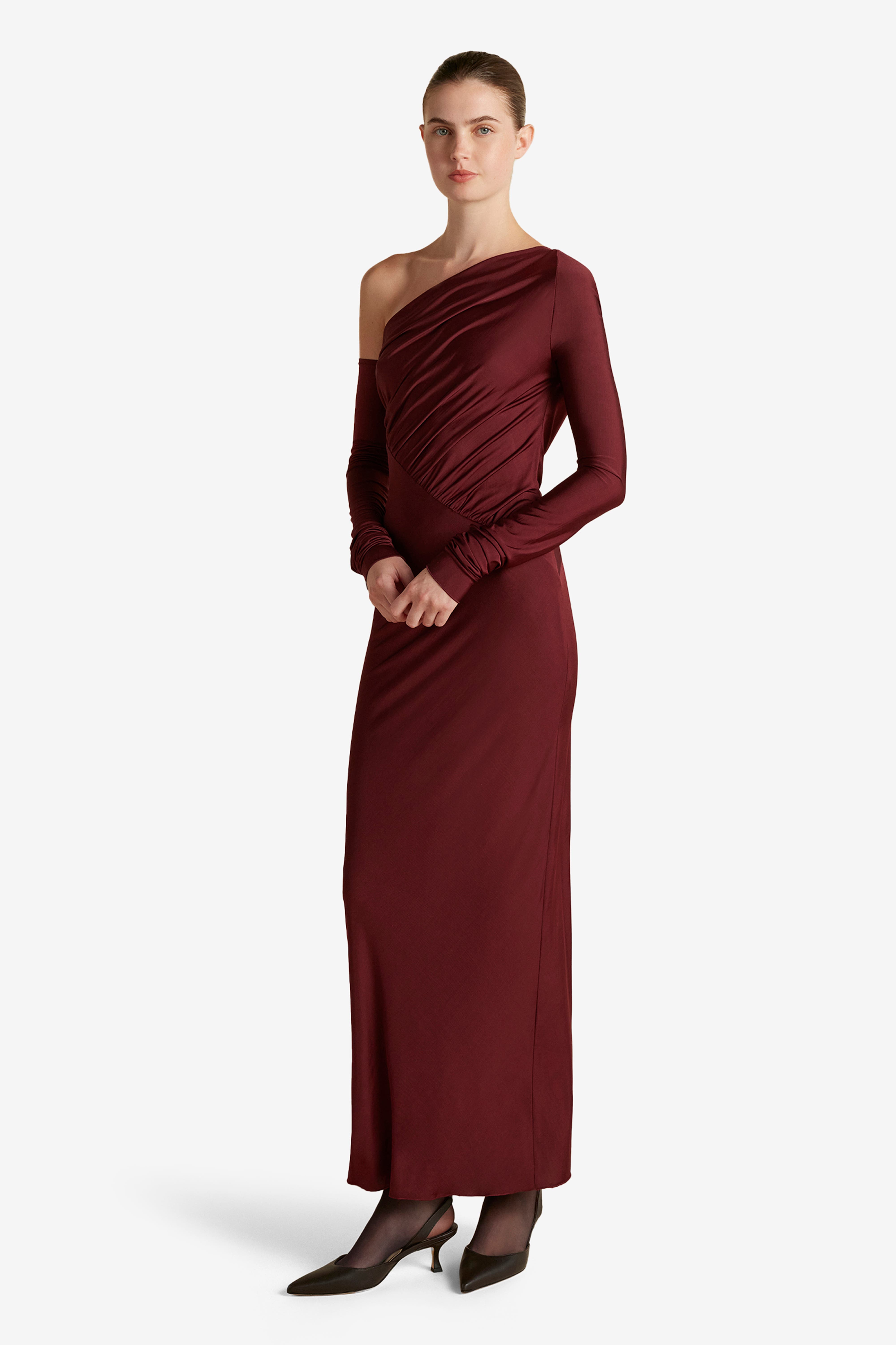 Jersey One-Shoulder Draped Dress - image 2