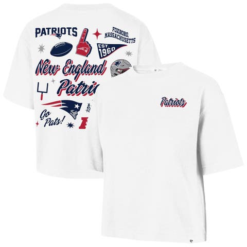 Women's '47 White New England Patriots Collage Script Reed City T-Shirt