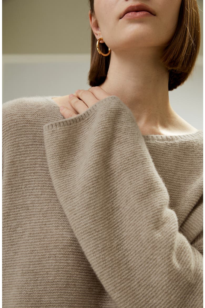 Women's Relaxed Fit Drop-Shoulder Silk Cashmere Blend Sweatshirt, Alternate, color, Brown