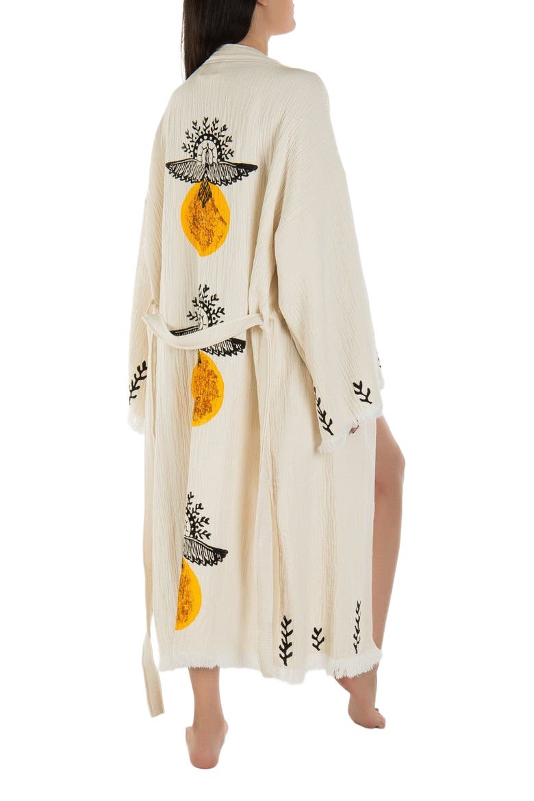 Sol - Sun Pattern Handmade Cotton Robe Cover-Up, Alternate, color, Off-White