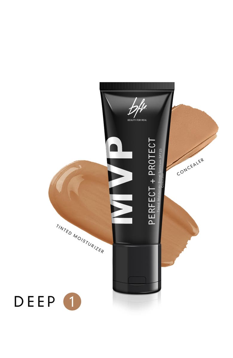 BEAUTY FOR REAL MVP Perfect+Protect 2-IN-1 SPF25 Tinted Moisturizer and Concealer - Deep #1, Main, color, 