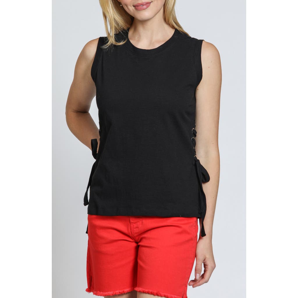 Apny Side Laced Cotton Tank In Black