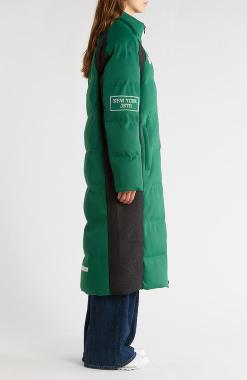 Off Season Nfl Team Water Repellent Long Puffer Coat In Green