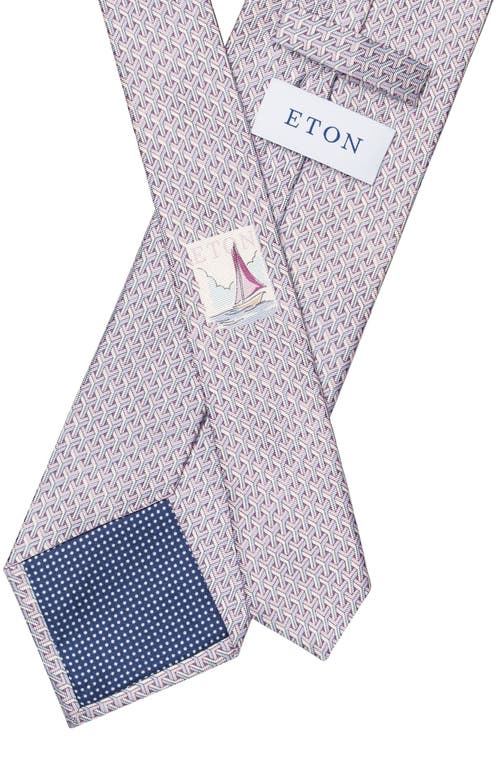 Eton Geometric Silk Tie In Medium Pink