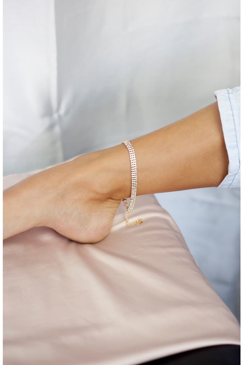 Crystal Pavé Chain Anklet, Alternate, color, GOLD