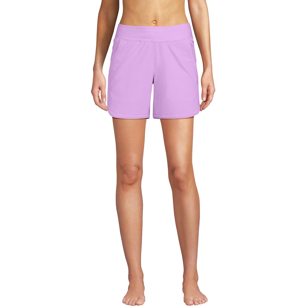 LANDS' END LANDS' END 5" QUICK DRY ELASTIC WAIST BOARD SHORTS SWIM COVER-UP SHORTS WITH PANTY